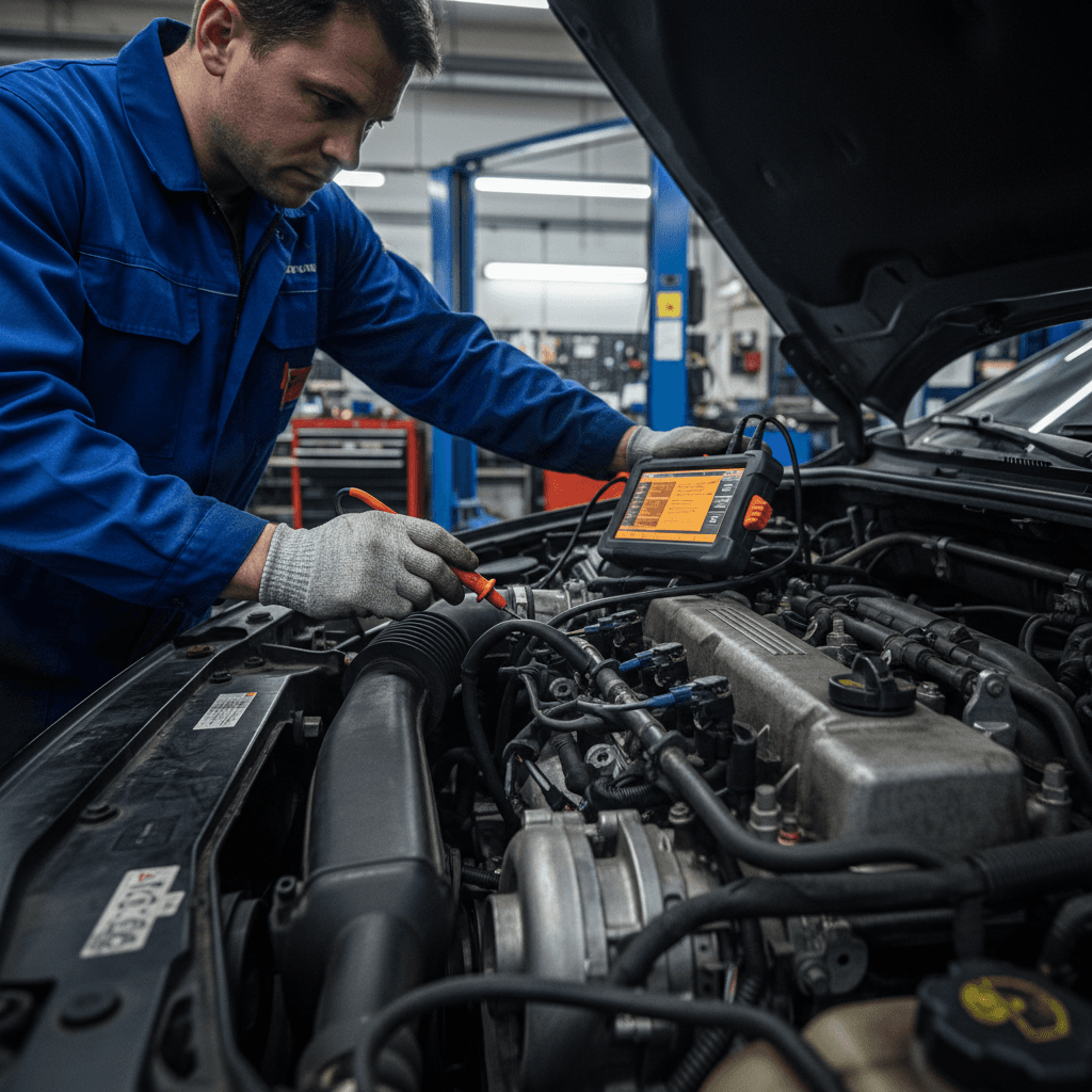 Radiator flush service being performed
